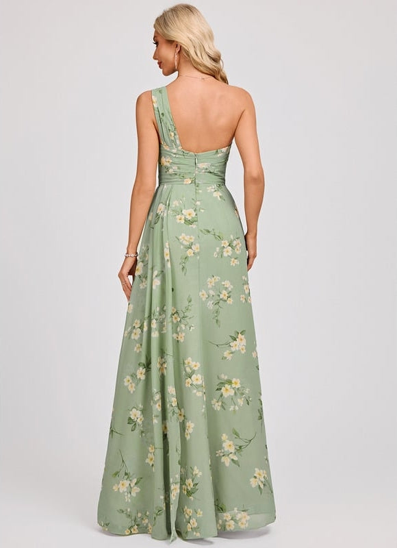 Robe Trapèze Asymétrique Beige - gallery 5