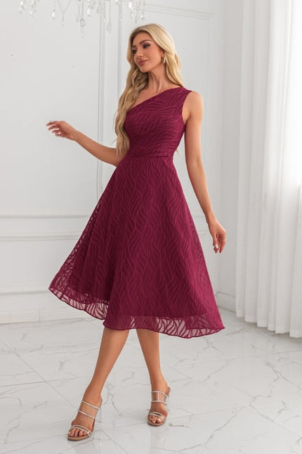 Robe Trapèze Bordeaux Ondulée
