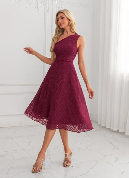 Robe Trapèze Bordeaux Ondulée