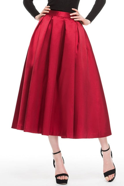 Robe Trapèze Satin Rouge