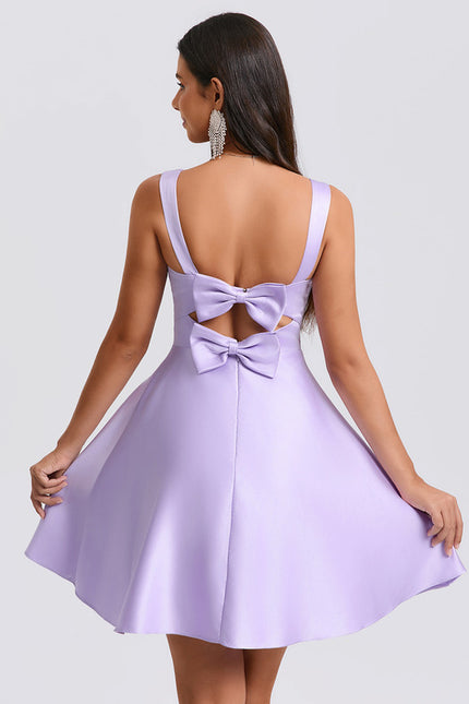 Robe Trapèze Satinée Lavande - gallery 4