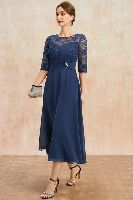 Robe Trapèze Élégance Marine Flottante - gallery 4