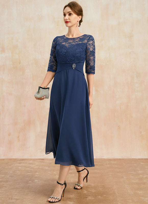 Robe Trapèze Élégance Marine Flottante - gallery 4