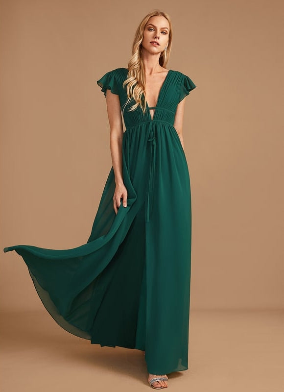 Robe Trapèze Longue Beige Élégante - gallery 3