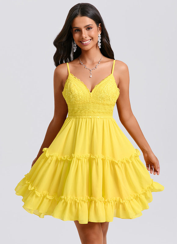 Robe Trapèze Jaune Flottante - gallery 2