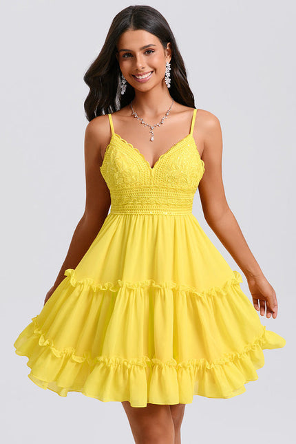 Robe Trapèze Jaune Flottante - gallery 2
