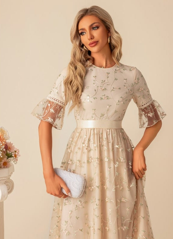 Robe Trapèze Floral Évanescence - gallery 2