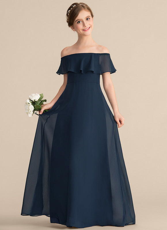 Robe Trapèze Bleu Marine Longs Mousseline
