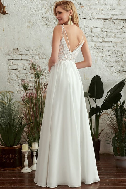 Robe Trapèze Blanche Dentelle Et Perles - gallery 4