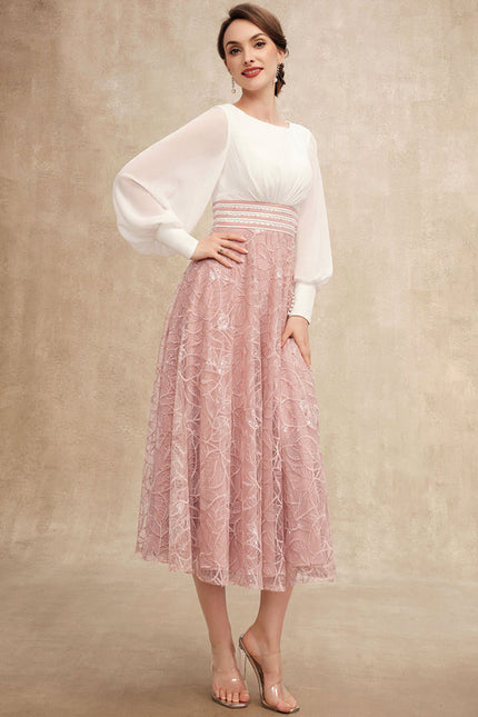 Robe Trapèze Chiffon Rosée - gallery 5