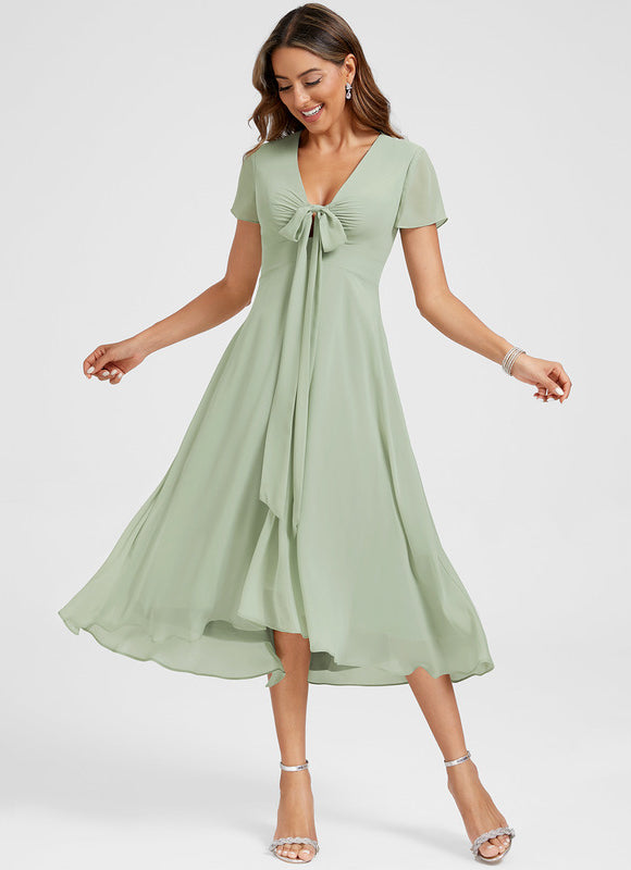 Robe Trapèze Flottante Verte - gallery 4