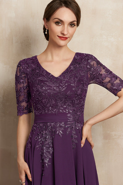 Robe Trapèze Violet Éclat Satiné - gallery 3