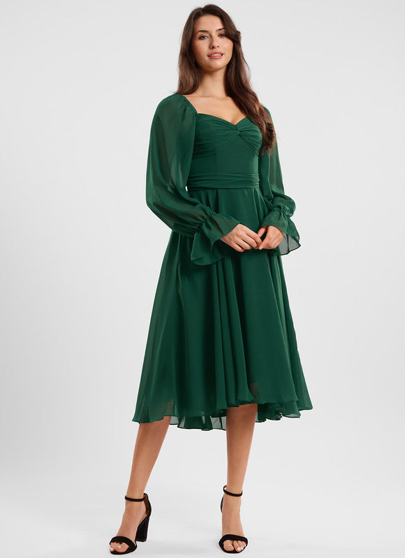 Robe Trapèze Flottante Verte - gallery 2