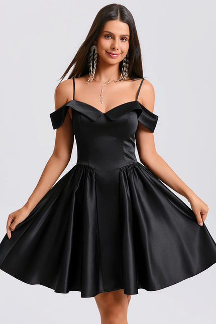 Robe Trapèze Satinée Ébène
