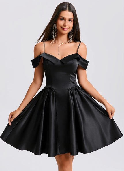 Robe Trapèze Satinée Ébène