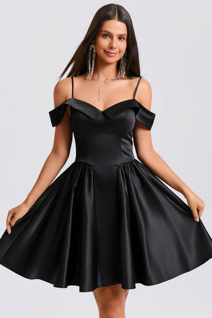 Robe Trapèze Satinée Ébène