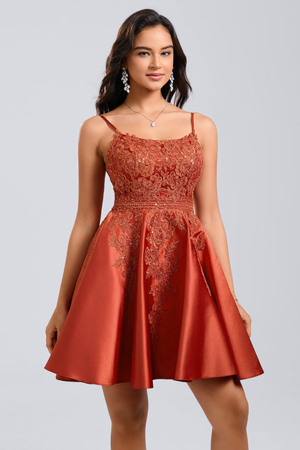 Robe Trapèze Satinée Écarlate - gallery 2