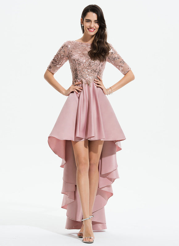 Robe Trapèze Rose Pastel Soirée Bal - gallery 1