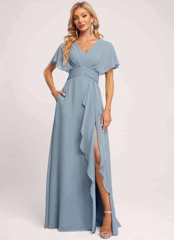 Robe Trapèze Mousseline Fendue - gallery 4