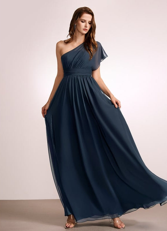 Robe Trapèze Asymétrique Beige - gallery 3