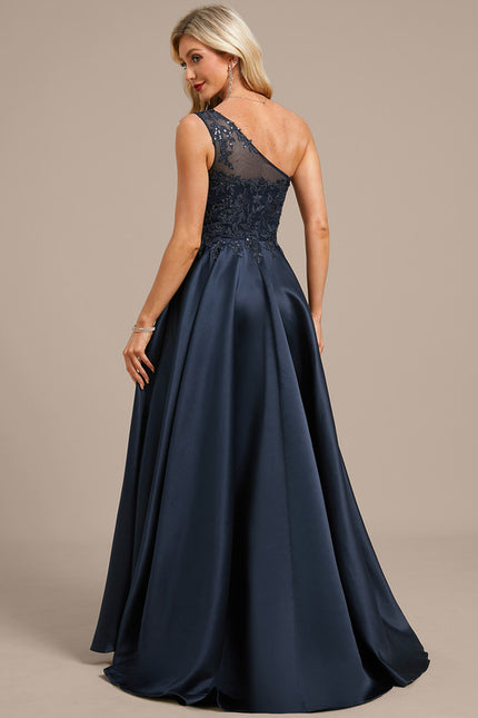 Robe Trapèze Satin Étoilé Noir - gallery 6