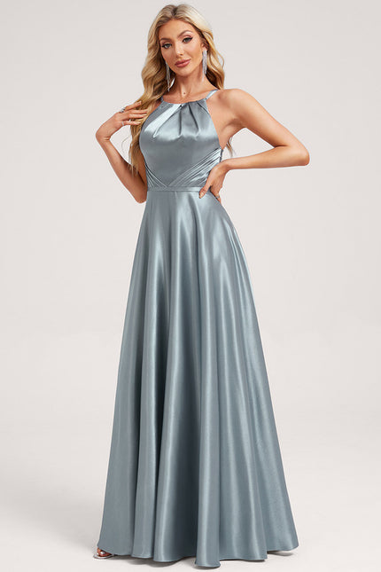 Robe Trapèze Satinée Azur