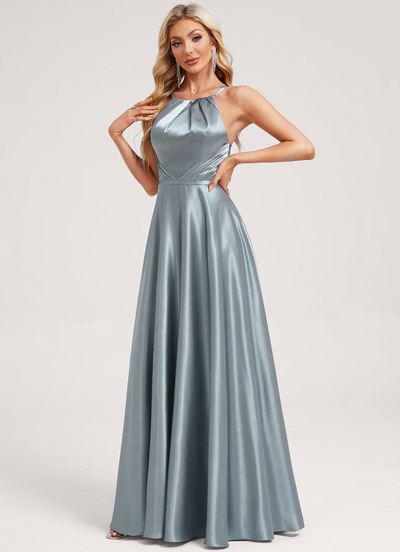 Robe Trapèze Satinée Azur