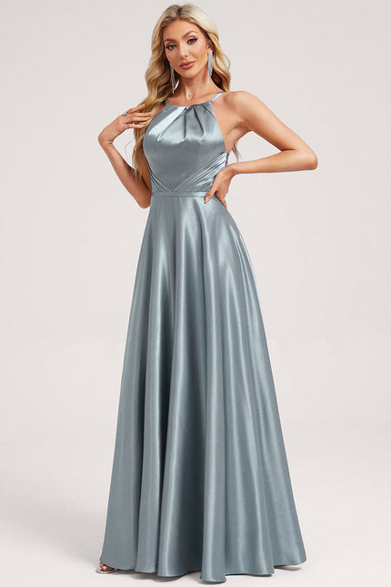 Robe Trapèze Satinée Azur
