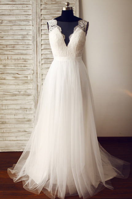 Robe Trapèze Véritable Tulle Traîne