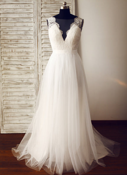 Robe Trapèze Véritable Tulle Traîne