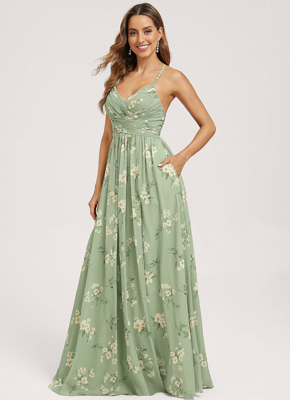 Robe Trapèze Longue Beige Élégante - gallery 3