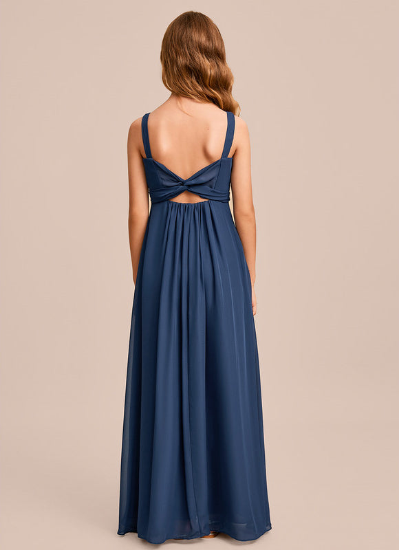 Robe Trapèze Mousseline Bleue - gallery 2