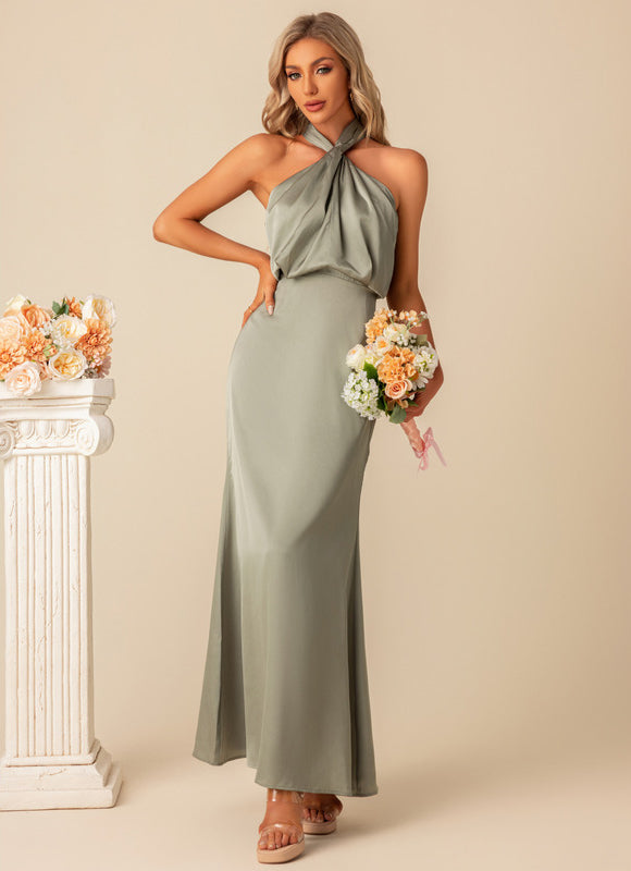 Robe Trapèze Satin Luxe Halter - gallery 2