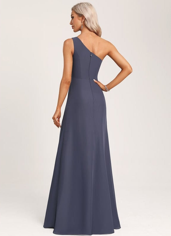 Robe Trapèze Asymétrique Beige - gallery 1