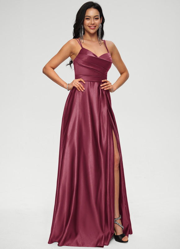 Robe Trapèze Éclat Satiné Doré - gallery 1