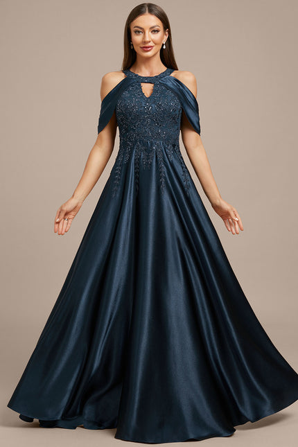 Robe Trapèze Soirée Satinée Ornée