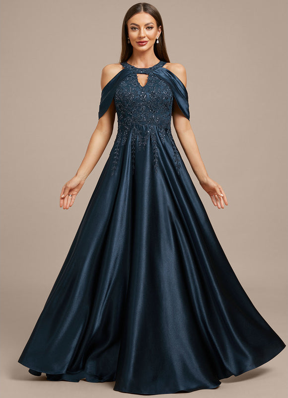 Robe Trapèze Soirée Satinée Ornée