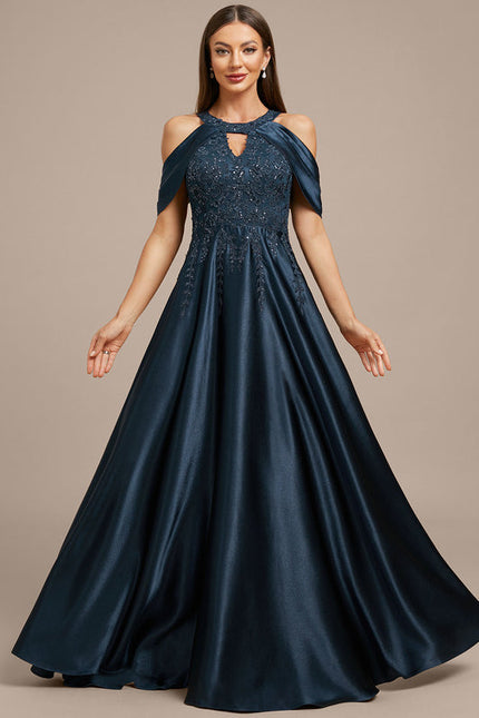 Robe Trapèze Soirée Satinée Ornée