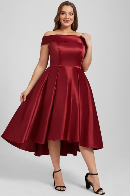 Robe Trapèze Rouge Satin Couture - gallery 7