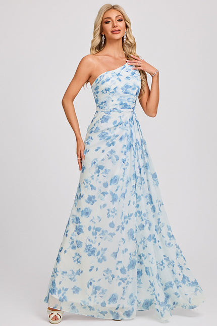 Robe Trapèze Asymétrique Beige - gallery 3