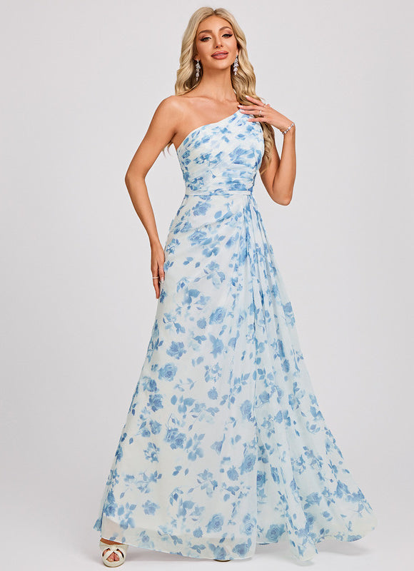 Robe Trapèze Asymétrique Beige - gallery 3