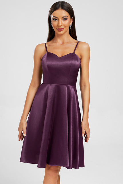 Robe Trapèze Violet Satiné Élégant - gallery 5