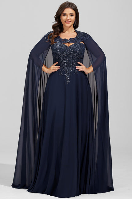 Robe Trapèze Bleue Marine Bal De Soirée - gallery 7