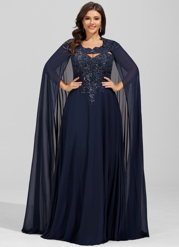 Robe Trapèze Bleue Marine Bal De Soirée - gallery 7