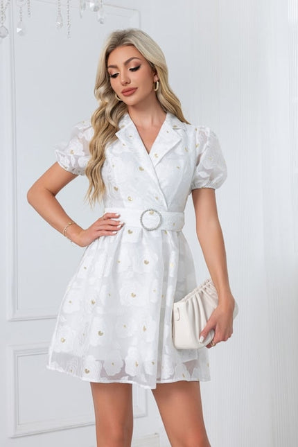 Robe Trapèze Jacquard Marine - gallery 6