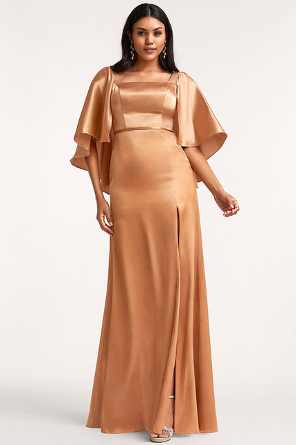 Robe Trapèze Satinée Dorée