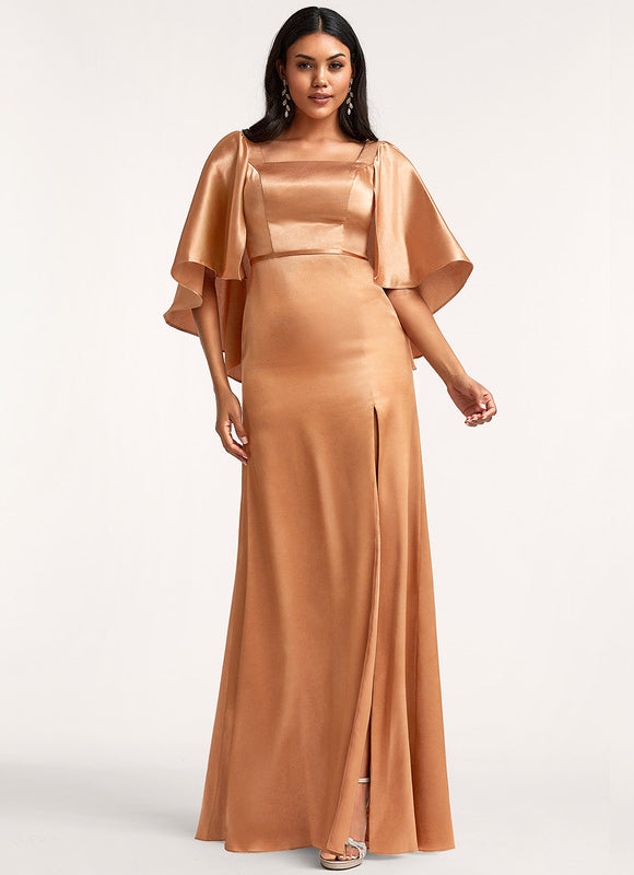 Robe Trapèze Satinée Dorée