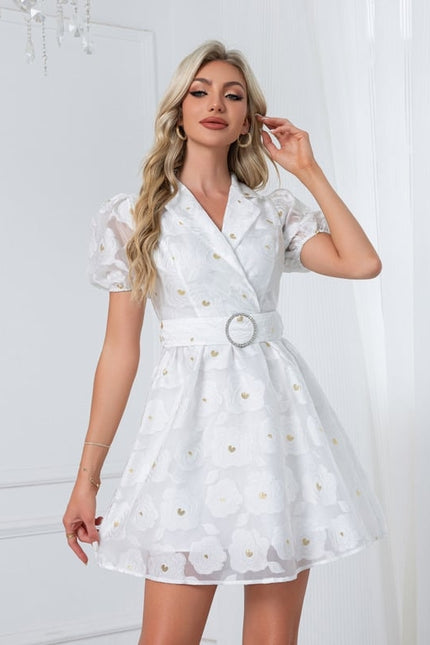 Robe Trapèze Jacquard Marine - gallery 2