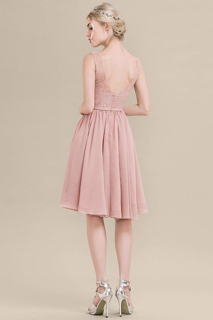 Robe Trapèze Rose Pastel Dentelle Mousseline - gallery 1