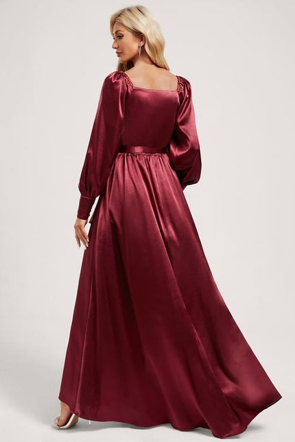 Robe Trapèze Satin Bleu Élégant - gallery 4
